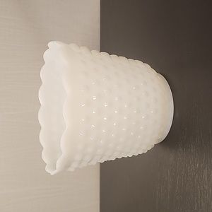 Vintage White Milk Glass Planter Fire King Oven Ware Hobnail Ladder Bowl Vase